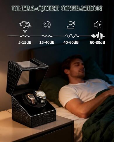 SHOWPIN Automatic Double Watch Winder: Watch Rotator for Automatic Watches, Rotating Watch Box with Super Quiet Motor, 2 Rotation Mode Setting and USB Powered in Saudi Arabia