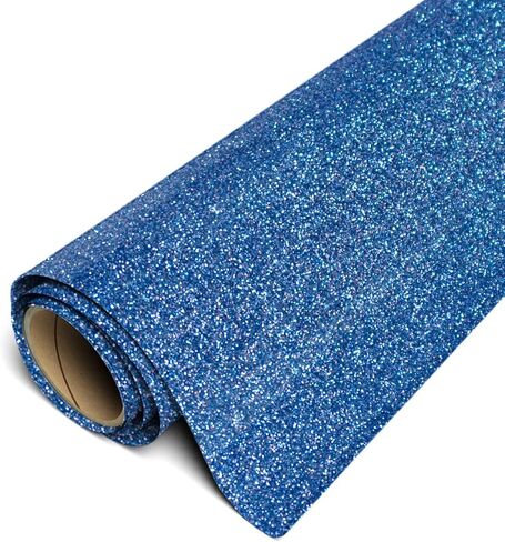 لفة Siser Glitter HTV مقاس 11.8 بوصة × 5 أقدام - حديد على فينيل ناقل للحرارة (أزرق حقيقي) in Kuwait