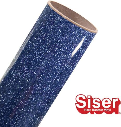 لفة Siser Glitter HTV مقاس 11.8 بوصة × 5 أقدام - حديد على فينيل ناقل للحرارة (أزرق حقيقي) in Kuwait