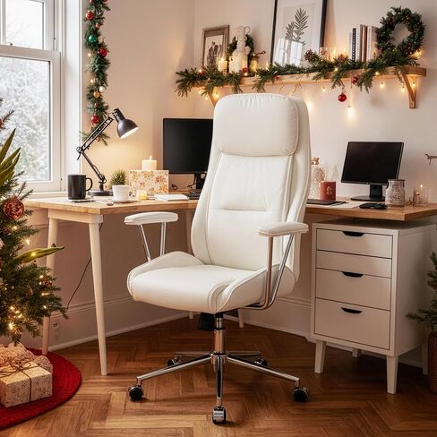 High Back Office Desk Chair,Ergonomic Reclining Office Chair,Modern Swivel Computer Chair,Conference Room Chairs,Navy Blue Leather Chair with Lumbar Support,330lbs in Saudi Arabia