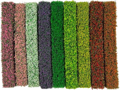 9pcs Multicolor Sponge Strip Hedge Bushes, 0.59in Height, for Railway Train Layout & Car Diorama Scene Models,Ages 14+ in Saudi Arabia