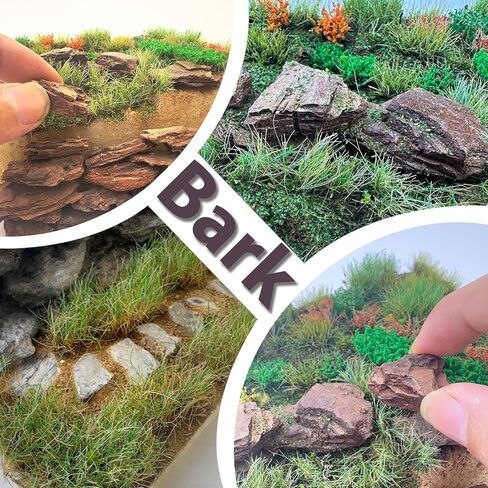 Miniature Bark Rock Model, Brown Tree Bark Texture, 5 Sizes, 200g Total (40g x 5 Packs) for Train Layouts, Railway & Car Diorama Scene Models, Ages 14+ in Saudi Arabia
