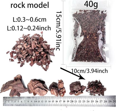 Miniature Bark Rock Model, Brown Tree Bark Texture, 5 Sizes, 200g Total (40g x 5 Packs) for Train Layouts, Railway & Car Diorama Scene Models, Ages 14+ in Saudi Arabia