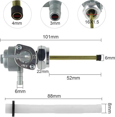Fuel Petcock Valve Fuel Tap Tank Switch M16 X 1.5 for Honda CX500 CB 350 400 500 550 750 CL350 CM400 CB550F CB750F Super Sport in Kuwait