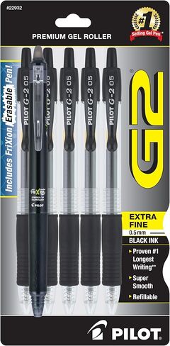 حزمة Pilot G2 + FriXion Synergy Companion Pack، نقطة دقيقة إضافية 0.5 مم، حبر أسود، أسطوانة جل ممتازة 6 عبوات - للاستخدام في المدرسة والمكتب والأعمال in Kuwait