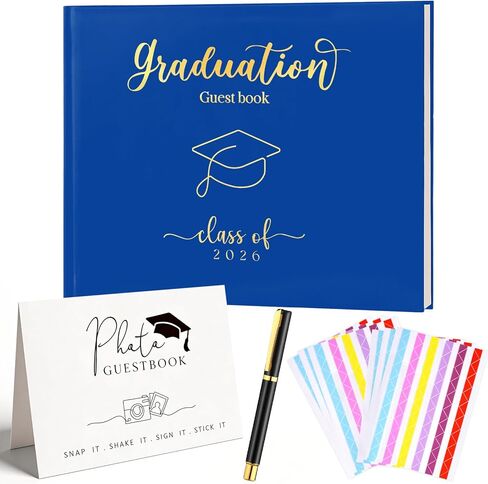 2026 Graduation Guest Book Signature, Black Photo Guest Book Sign Memory Sign in Book with Pen Scrapbook Photo Album with DIY for Grad Party College Gifts, 160 Pages in Saudi Arabia
