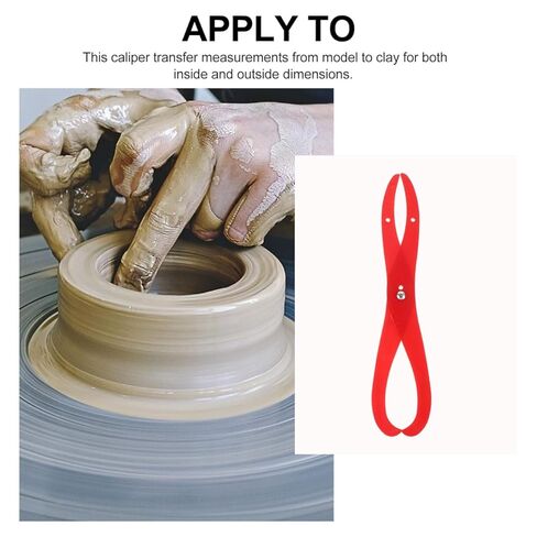 Plastic Pottery Caliper Measuring Tool, 12.2x2.3 Inches Bent Leg Ceramic Carving Supplies, Red Art Sculpture Modeling Equipment Inside Outside Dimensions in Kuwait