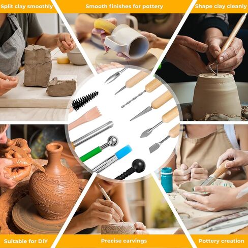 42 PCS Adult Clay Sculpting Tools Kit, All-in-One Pottery Tool Set for Carving, Molding & Shaping - for Adult Hobbyists and Artists in Saudi Arabia