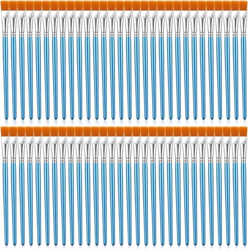 60 PCS Small Paint Brushes Bulk 1/2 Inch Flat Paint Brushes for Acrylic Painting, Synthetic Nylon Artist Brush with Wooden Handle for Watercolor Oil Painting Canvas Face Body Art Crafts in Kuwait