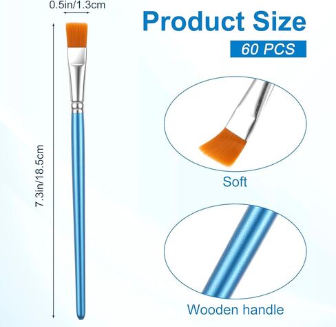 60 PCS Small Paint Brushes Bulk 1/2 Inch Flat Paint Brushes for Acrylic Painting, Synthetic Nylon Artist Brush with Wooden Handle for Watercolor Oil Painting Canvas Face Body Art Crafts in Kuwait