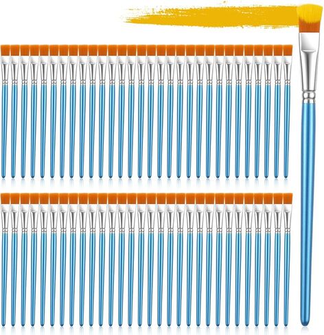 60 PCS Small Paint Brushes Bulk 1/2 Inch Flat Paint Brushes for Acrylic Painting, Synthetic Nylon Artist Brush with Wooden Handle for Watercolor Oil Painting Canvas Face Body Art Crafts in Kuwait