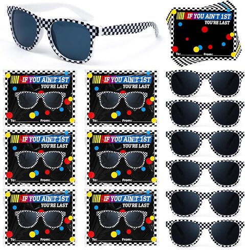 Race Car Party Favors - 12 Sets Race Car Checkered Sunglasses with Cards OPP Bags for Boys Baby Shower Decorations Racing Theme Party Favors for 1st Birthdays Party Gifts Beach Summer Events in Saudi Arabia