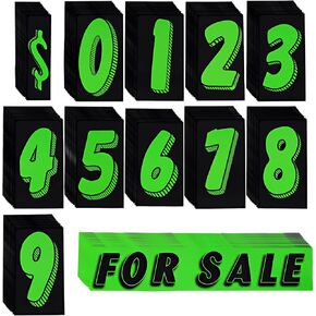 Vinyl Number Stickers for Cars - 12 Dozen (144 Pcs) 7 1/2 Inches Large Chartreuse Windshield Pricing Stickers | Car Dealership Supplies, Car Lot Pricing Numbers and for Sale Sign for Auto Window in Saudi Arabia