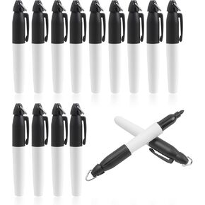 Mini Permanent Markers 15 Pcs, with Keychain Clip Fine Point Quick-Dry Black Ink Pens, for Badge ID Office Supplies School Teachers Labeling and Outdoor Gear Marking in Saudi Arabia