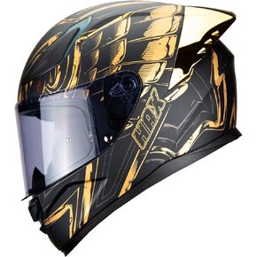 HAX Onix Full Face Motorcycle Helmets for Men Motorbike Helmets with Pinlock Ready DOT Approved Comfortable Fit Matte Black Gold S in Kuwait