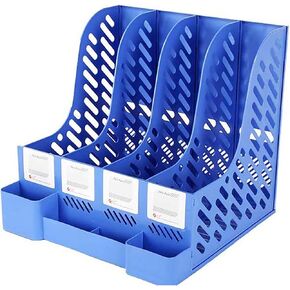 File Organizer With Pen Holder, Thickened Plastic 4 Grids Book and File Table Organizer for Home and Office (L) in Saudi Arabia