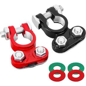 2PCS Battery Terminal Connectors, Aluminum Positive & Negative Battery Post Connectors with Anti-Corrosion Washers, Color-Coded Top Post Battery Connector Clamps for Car Van Truck in Saudi Arabia