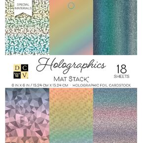 DCWV Heavy Duty Cardstock Paper 6x6 - Holographic Foil Cardstock in Assorted Designs - Single Sided Premium Scrapbook Paper for Crafts and Card Making, 18 Sheets in Kuwait