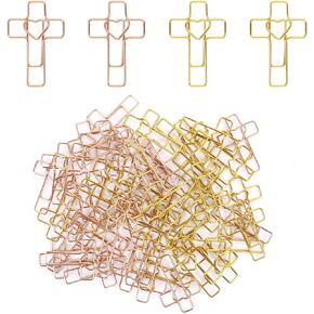 Heart Cross Paper Clips, Gold & Rose Gold, Bible and Journal Clips, Bible Study Supplies for Christian Office Home Bookmark Note journaling Supplies Accessories, Pack of 50 in Saudi Arabia