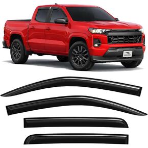 Voron Glass Tape-on Extra Durable Rain Guards for Chevy Colorado 2023-2026 Crew Cab, Window Deflectors, Vent Window Visors, 4 Pieces - 100831 in Saudi Arabia