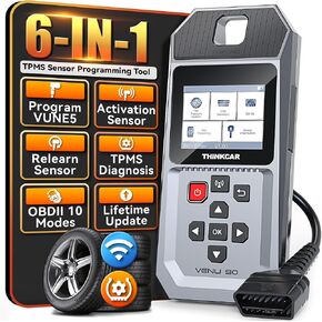 أداة استشعار THINKCAR VENU90 TPMS - 6 في 1 أداة تشخيص الماسح الضوئي OBD2 برمجة أجهزة استشعار THINKCAR/MUCAR (315/433 ميجاهرتز) فقط التشخيص/التنشيط/قراءة واضحة DTCs/إعادة الضبط/التاريخ المباشر/تحديثات Wi-Fi مدى الحياة in Kuwait