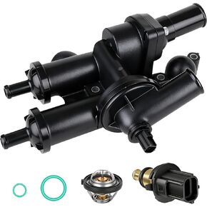 Thermostat Housing Assembly with Sensor 68003582AB - Compatible For Dodge Journey 09-20,Avenger 08-14,Caliber 07-12，For Jeep Compass 07-16，For Chrysler 200 11-14，Sebring 08-10, 4Cyl 2.4L DOHC Engine in Saudi Arabia