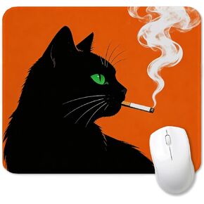 Funny Black Cat Mouse Pad for Desk, Black Cat Lover Gifts, Mid Century Modern Kitty Mousepads with Anti-Slip Rubber Base for Computer Laptop Home Office Desk Accessories, 9.5x7.9 Inch in Saudi Arabia