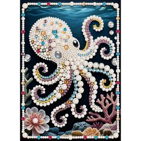 ajepon 4 Pack Pearl Painting Kits for Adults - Special Shape Diamond Art Kits for Adults, Sea Turtles Jellyfish Octopuses Seahorses Pearl Diamond Painting Kit for Wall Home Decor Arts Craft 12x16inch in Saudi Arabia