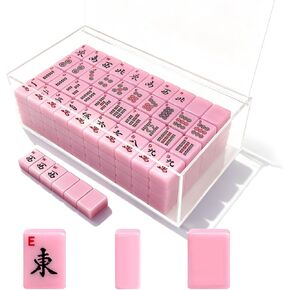 American Mahjong Tiles Set,166 Tiles Game with Acrylic Storage Case,Mahjong Game Set for Adults & Beginners for Game Nights & Easy Storage, Pink in Saudi Arabia