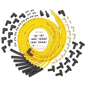 JEGS 8.5mm Yellow Ultra Pow'r Wires | Fits Small & Big Block Chevy Engines Routing Over Valve Covers Or Under Headers & AMC 290-401 V8 Engines with HEI Ignition | Made in USA in Kuwait