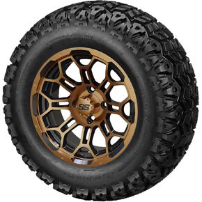 RM Cart 12" Hercules Black/Machined on 23x10.50-12 Sierra Sport Tires (Set of 4) | Golf Cart Tires and Wheels Combo with Standard Lug Nuts in Saudi Arabia