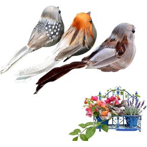3pcs Artificial Simulation Foam Bird, Fake Birds, Sparrow Ornaments Clip on Decorative Feathered Birds for Yard Patio Wreath Designs Garden Decor in Kuwait