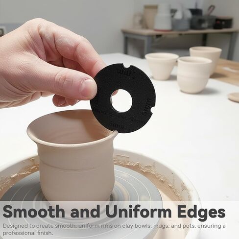 2-Piece Pottery Rim Sizing and Trimming Tool Set - Efficient Portable Round Tool for Smooth Uniform Rims on Clay Bowls, Mugs, and Pots in Kuwait