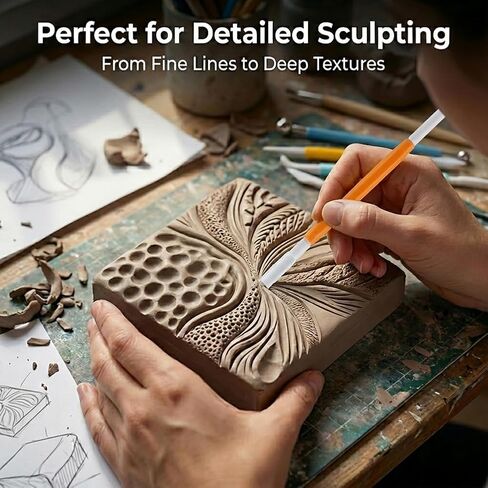 Clay Tools Kit, 16PCS Clay Sculpting Tools Kit with Rolling Pin & Storage Bag, Pottery Tool Can be Used for Stippling, Carving, Molding, and Shaping for Beginners, Hobbyists, Artists(COLOR:Muti-Color) in Saudi Arabia
