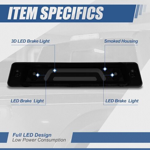 Auto Dynasty OEM Spoiler Model 3D LED خلفي ضوء الفرامل الثالث ارتفاع جبل مصباح التوقف متوافق مع 1987-1993 فورد موستانج LX هاتشباك، الإسكان الأسود in Kuwait