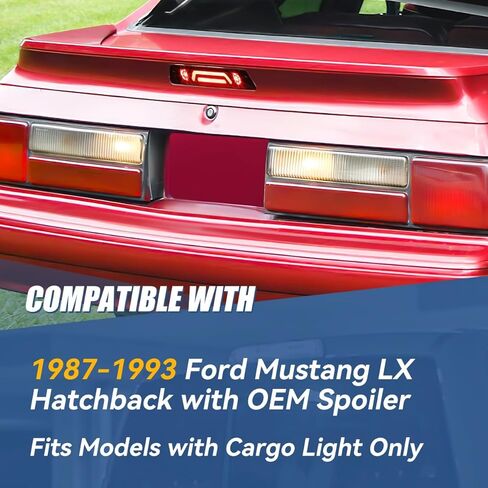 Auto Dynasty OEM Spoiler Model 3D LED خلفي ضوء الفرامل الثالث ارتفاع جبل مصباح التوقف متوافق مع 1987-1993 فورد موستانج LX هاتشباك، الإسكان الأسود in Kuwait