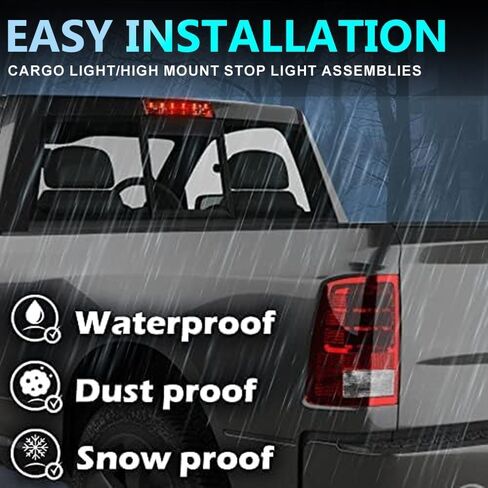 LQI LED ضوء الفرامل الثالث متوافق مع Leer Are Century Truck Cap Topper، Cargo Light Parking Light راحة ضوء الفرامل الثالث عدسة واضحة الإسكان الكروم، AT-LED-36R AT-LED-36R-01 in Kuwait