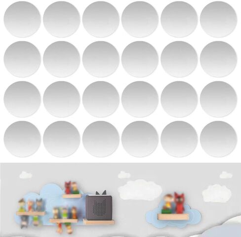 Stainless Steel Metal Plates for Magnetic Tonie Figure Shelf, 24Pcs Ultra-Thin Adhesive Discs for Displaying Children’s Audio Characters, DIY Wall Storage Decorate Children's Room in Saudi Arabia