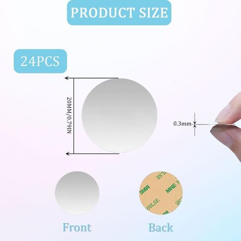 Stainless Steel Metal Plates for Magnetic Tonie Figure Shelf, 24Pcs Ultra-Thin Adhesive Discs for Displaying Children’s Audio Characters, DIY Wall Storage Decorate Children's Room in Saudi Arabia