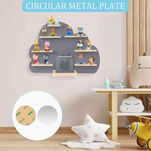 Stainless Steel Metal Plates for Magnetic Tonie Figure Shelf, 24Pcs Ultra-Thin Adhesive Discs for Displaying Children’s Audio Characters, DIY Wall Storage Decorate Children's Room in Saudi Arabia