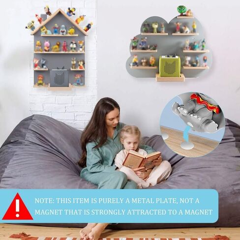 Stainless Steel Metal Plates for Magnetic Tonie Figure Shelf, 24Pcs Ultra-Thin Adhesive Discs for Displaying Children’s Audio Characters, DIY Wall Storage Decorate Children's Room in Saudi Arabia
