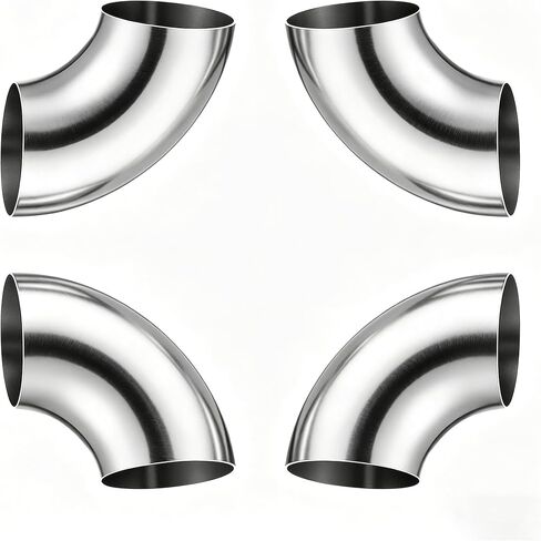 4 Pcs OD 1.0 Inch 90 Degree Exhaust Bend Tube - Thicken 1.5mm SS304 Stainless Steel Exhaust Elbow Pipe for Car Modified Exhaust System - Silver (1'' & 90°) in Saudi Arabia