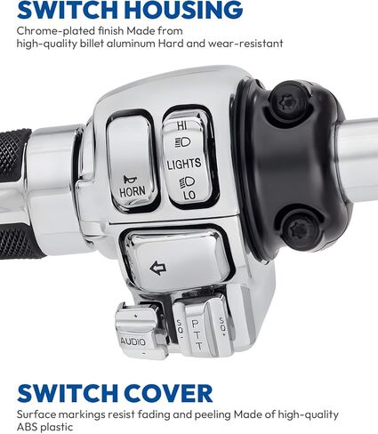 Switch Housings Caps Set Fit for Harley Davidson Electra Glide Road King Tri Glide 1996-2013, Chrome in Saudi Arabia