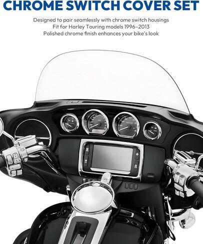 Switch Housings Caps Set Fit for Harley Davidson Electra Glide Road King Tri Glide 1996-2013, Chrome in Saudi Arabia