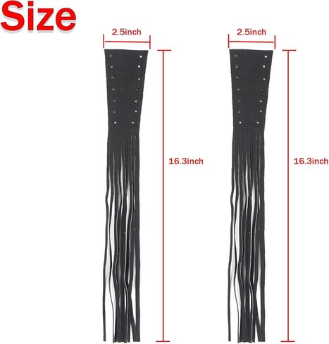Motorcycle Brake Clutch Covers, Handlebar Tassels Fringe Leather Throttle Grip Covers with Ribbon 2Pcs (Black) in Saudi Arabia