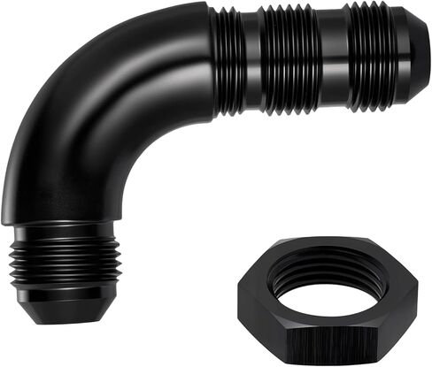 EVIL ENERGY Male 90 Degree 6AN Bulkhead Full Flow Fitting Adapter Aluminum with 6AN Nut Black in Kuwait