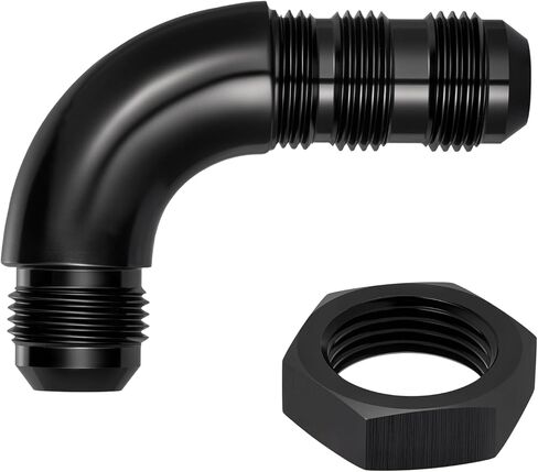 EVIL ENERGY Male 90 Degree 6AN Bulkhead Full Flow Fitting Adapter Aluminum with 6AN Nut Black in Kuwait