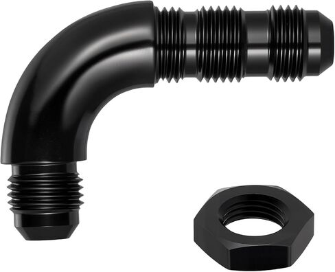 EVIL ENERGY Male 90 Degree 6AN Bulkhead Full Flow Fitting Adapter Aluminum with 6AN Nut Black in Kuwait