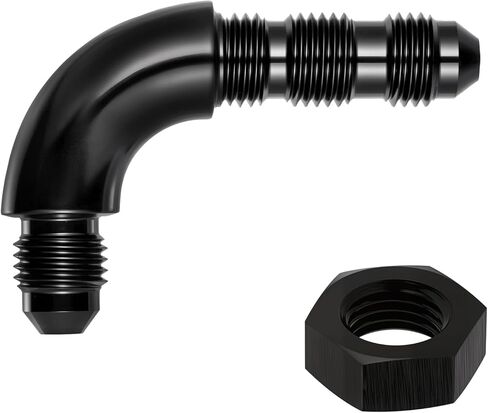 EVIL ENERGY Male 90 Degree 6AN Bulkhead Full Flow Fitting Adapter Aluminum with 6AN Nut Black in Kuwait