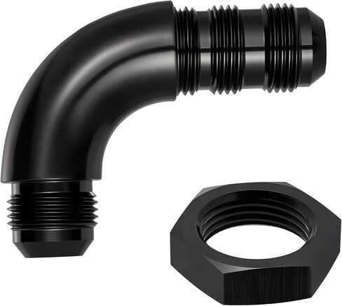 EVIL ENERGY Male 90 Degree 6AN Bulkhead Full Flow Fitting Adapter Aluminum with 6AN Nut Black in Kuwait